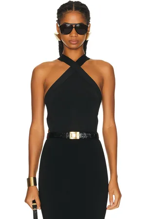 Saint Laurent Crossneck Bodysuit Top in