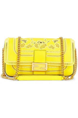Fendi Lace Embroidered Baguette Shoulder Bag in