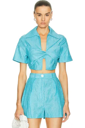Matthew Bruch Cropped Collared Twist Top in