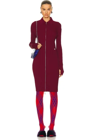 Burberry Ribbed Long Sleeve Dress in