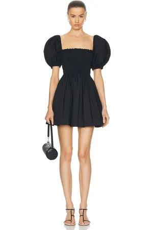 MATTEAU Shirred Peasant Mini Dress in