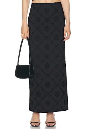 Helsa Eyelet Column Midi Skirt in
