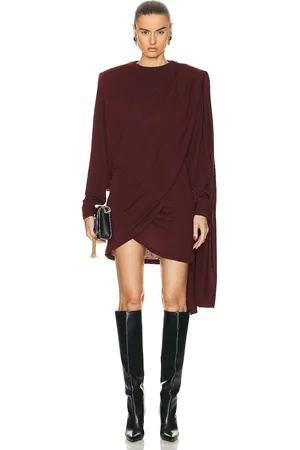 Saint Laurent Long Sleeve Draped Dress in