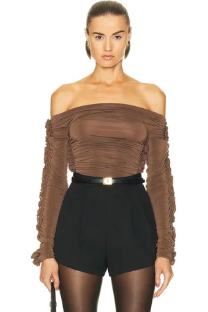 Saint Laurent Off the Shoulder Bodysuit in