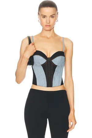 FLEUR DU MAL Two Toned Denim Bustier Top in