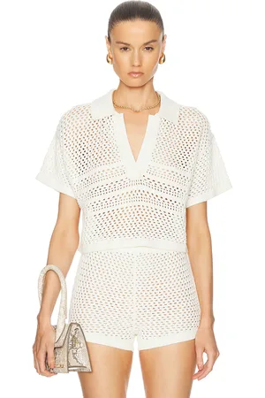 SER.O.YA Nani Crochet Crop Polo Top in