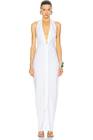 Norma Kamali Tie Front Halter Gown in