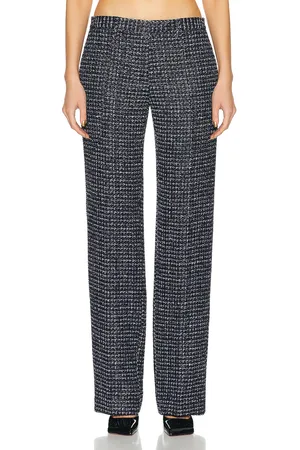 Alessandra Rich Sequin Checked Tweed Trouser in
