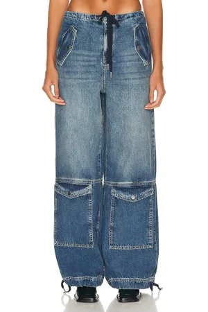 GRLFRND Alix Wide Leg Drawstring Cargo Jeans in