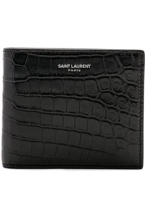 Saint Laurent Matte Croc Billfold Wallet in
