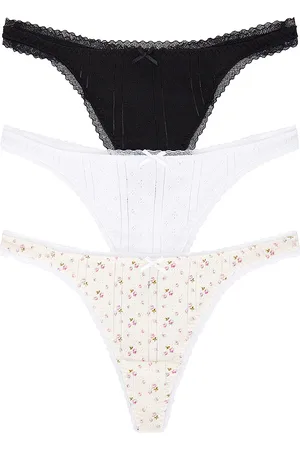 Cou Cou Intimates The 3 Pack Thong in Black White & English Rose