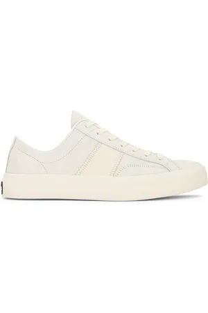 Tom Ford Suede Low Top Sneaker in White Beige & Ivory