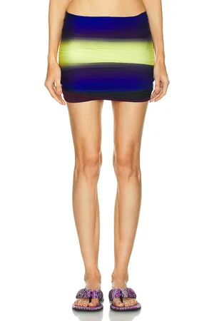 The Attico Shaded Printed Mini Skirt in Blue Black & Light Yellow