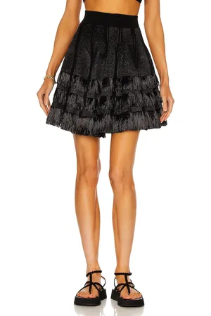 Alaïa Courte Raphia Franges Skirt in