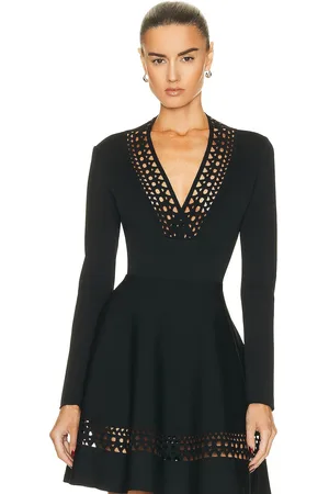 Alaïa Vienne V-neck Bodysuit in Noir