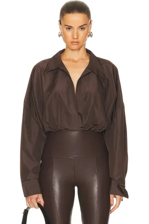 Norma Kamali Super Oversized Boyfriend Shirt Bodysuit in