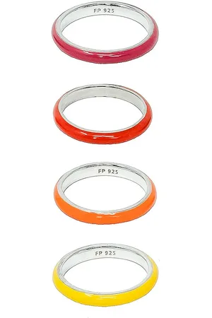 Fry Powers The Warm Set of 4 Unicorn Rainbow Enamel Rings in