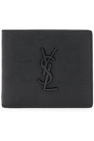 Saint Laurent Croc Embossed Billfold Wallet in