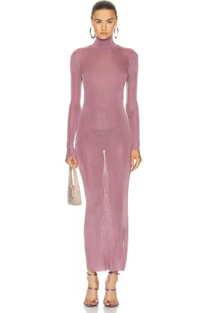 Saint Laurent Mock Neck Long Sleeve Dress in