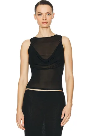 Helsa Sheer Knit Draped Top in
