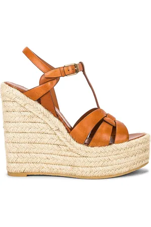 Saint Laurent Tribute Espadrille Wedge Sandals in