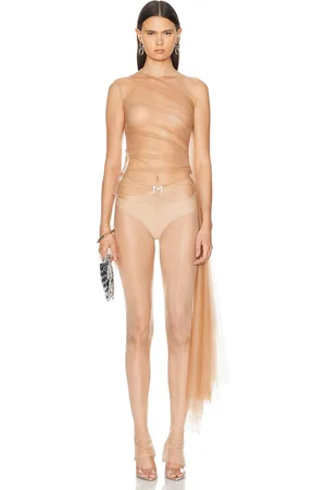 MUGLER Stretch Illusion Sheer Top in
