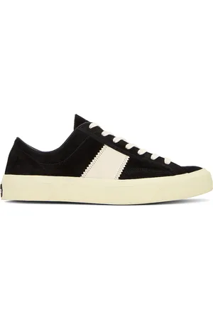 Tom Ford Suede Low Top Sneaker in Black Beige & Cream