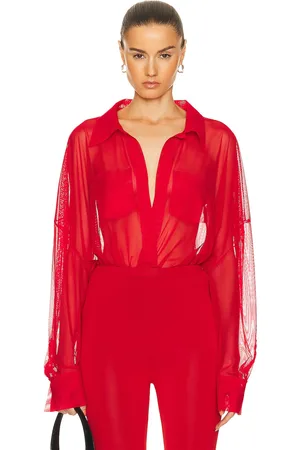 Norma Kamali Super Oversized Boyfriend Shirt Bodysuit in