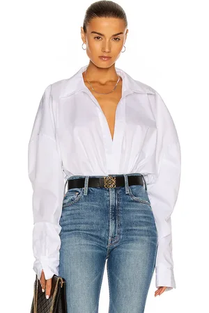 Norma Kamali Oversized Boyfriend Shirt Bodysuit in