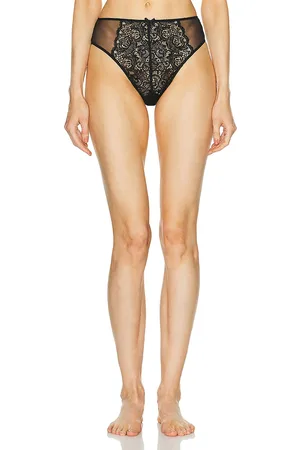 FLEUR DU MAL Grommet Embroidery Lace Up High Waisted Panty in