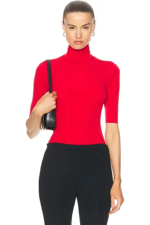Norma Kamali Slim Fit Short Sleeve Turtleneck Top in