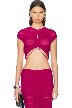 MUGLER Mesh Crop Top in