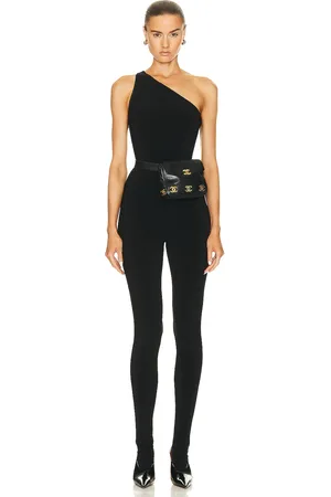 Norma Kamali One Shoulder Footie Catsuit in