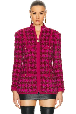 CHANEL Shimmer Houndstooth Tweed Jacket in