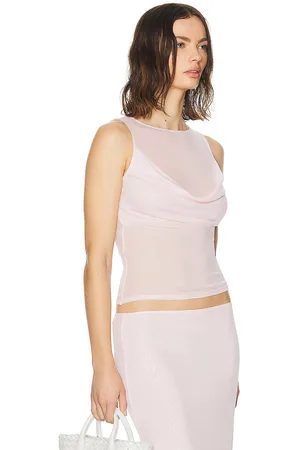 Helsa Sheer Knit Draped Top in