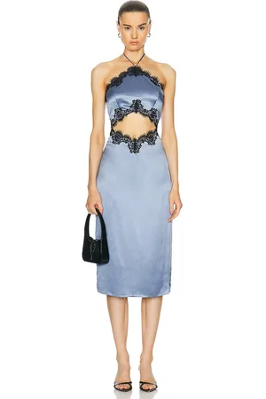 FLEUR DU MAL Silk And Lace Halter Dress in