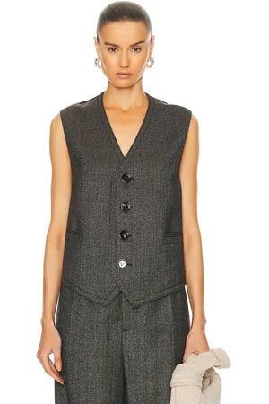 Bottega Veneta Classic Wool Houndstooth Vest in Brown Blue & Yellow