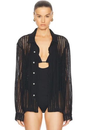 BODE Meandering Lace Long Sleeve Shirt in