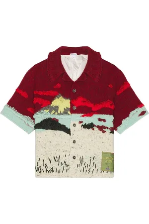 Bottega Veneta Embroidered Intarsio Shirt in Apple Candy-dove in