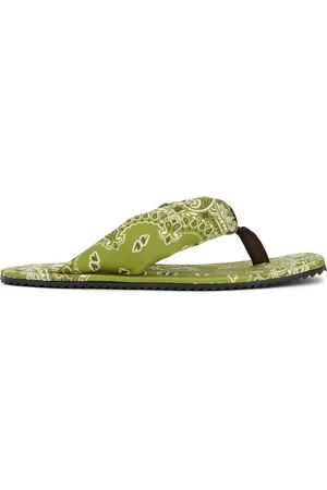 The Attico Flip Flop Sandal in Green Military Green & White