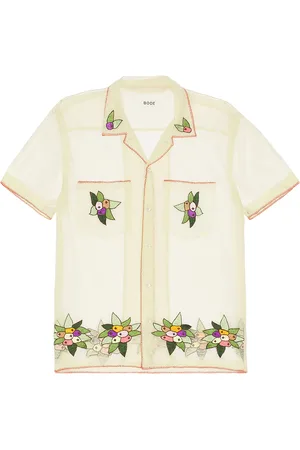 BODE Embroidered Suncherry Short Sleeve Shirt in