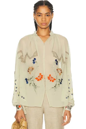 BODE Embroidered Flower Study Shirt in