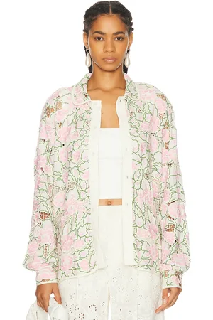 BODE Peony Lace Long Sleeve Shirt in