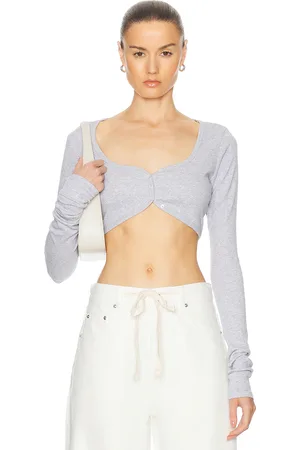 GRLFRND Rib Button Through Crop Top in