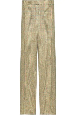 Bottega Veneta Distorted Prince Of Wales Trousers in Beige Yellow & Blue