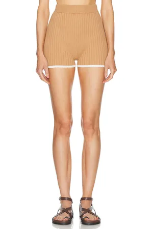 Matthew Bruch Rib Knit Hot Short in Khaki in