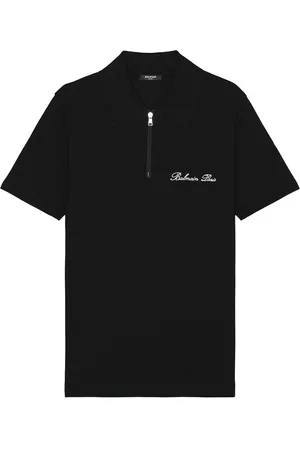 Balmain Signature Embroidered Zipped Polo in