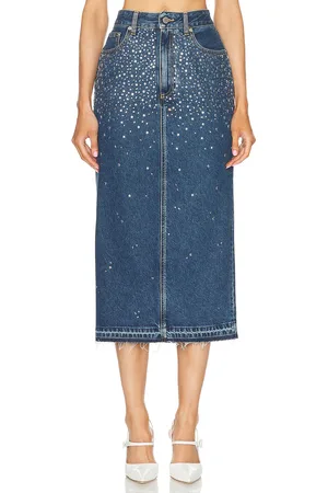 Alessandra Rich Denim Midi Skirt in