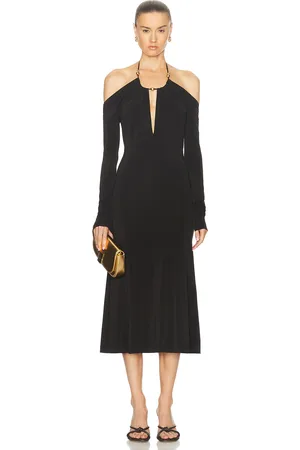 Salvatore Ferragamo Cold Shoulder Midi Dress in