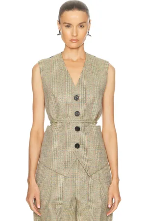 Bottega Veneta Tailored Vest in Beige Yellow & Blue